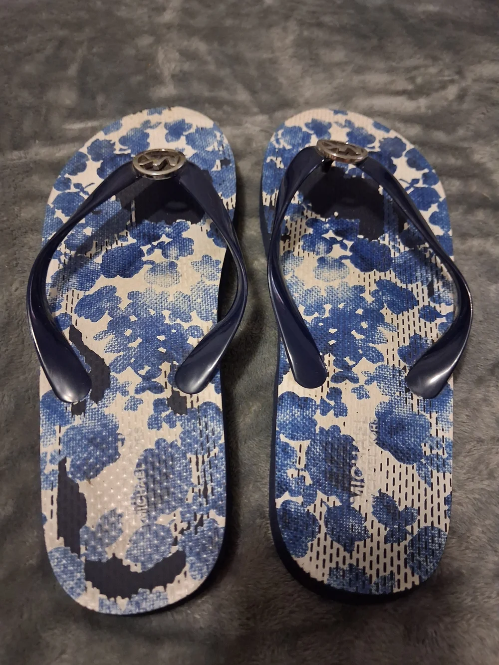 Michael Kors Blue Floral Flip Flops
